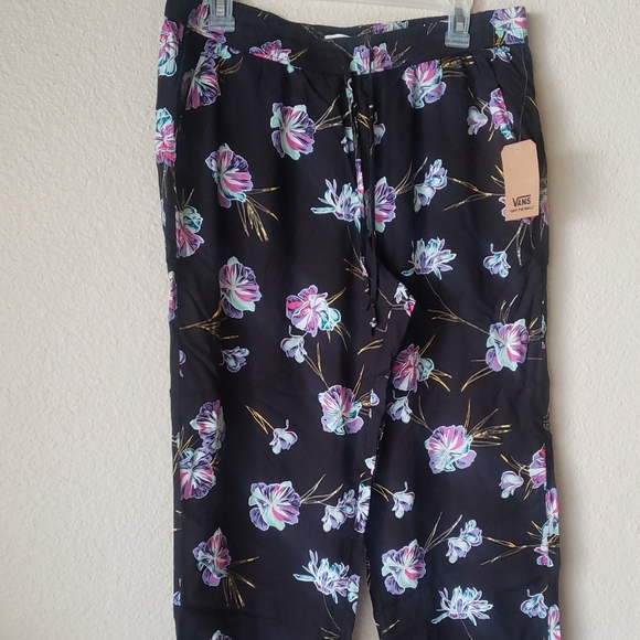 Vans Black Floral Cropped Pants - Picture 1 of 8